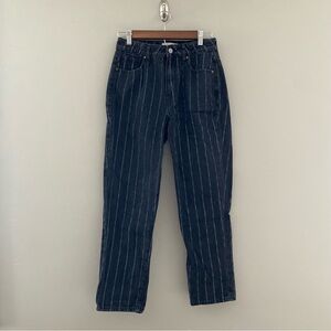 PACSUN Mom Stretch Denim Black White Pin Striped Jeans Size 27